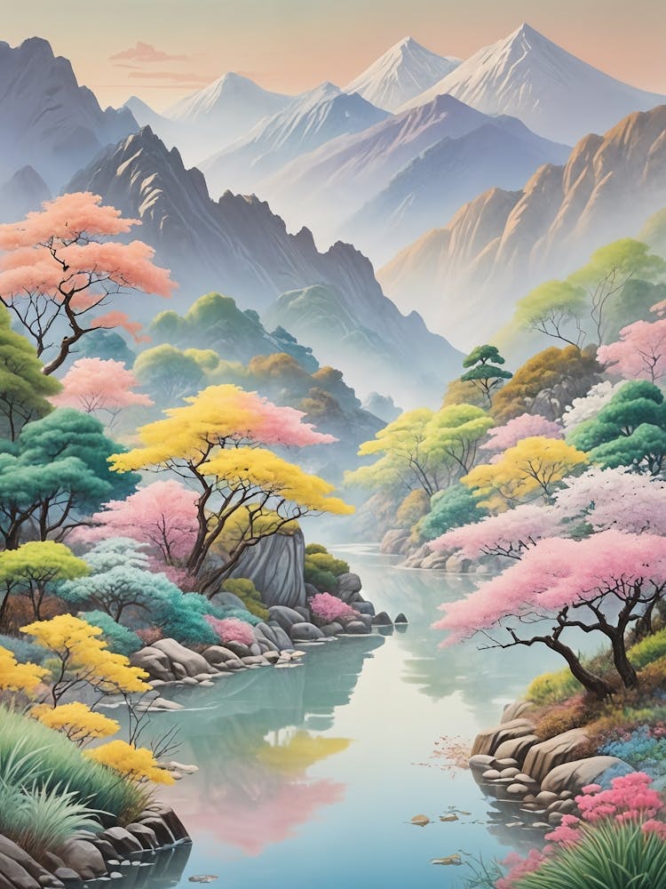 Pastel Oriental Landscape no3