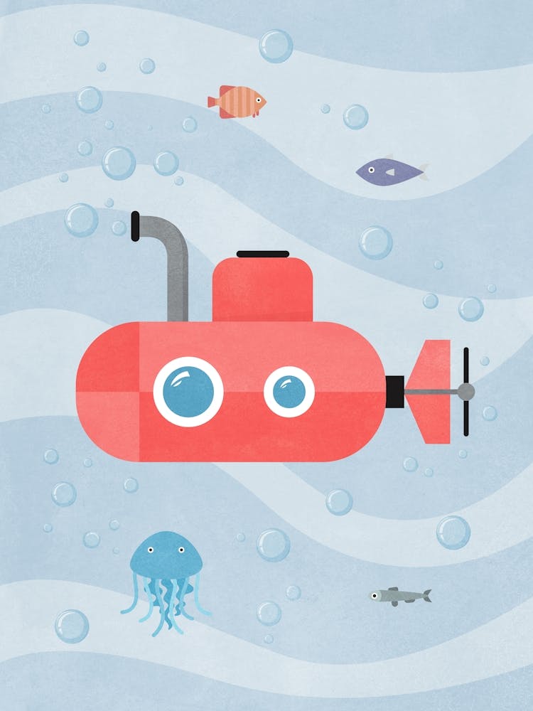 Submarine On Blue