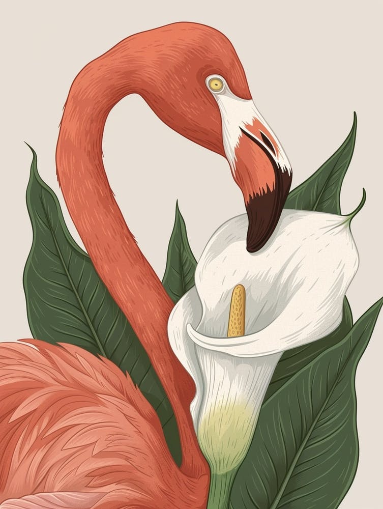 Jamess Flamingo und Calla Minimalistische Illustration 2
