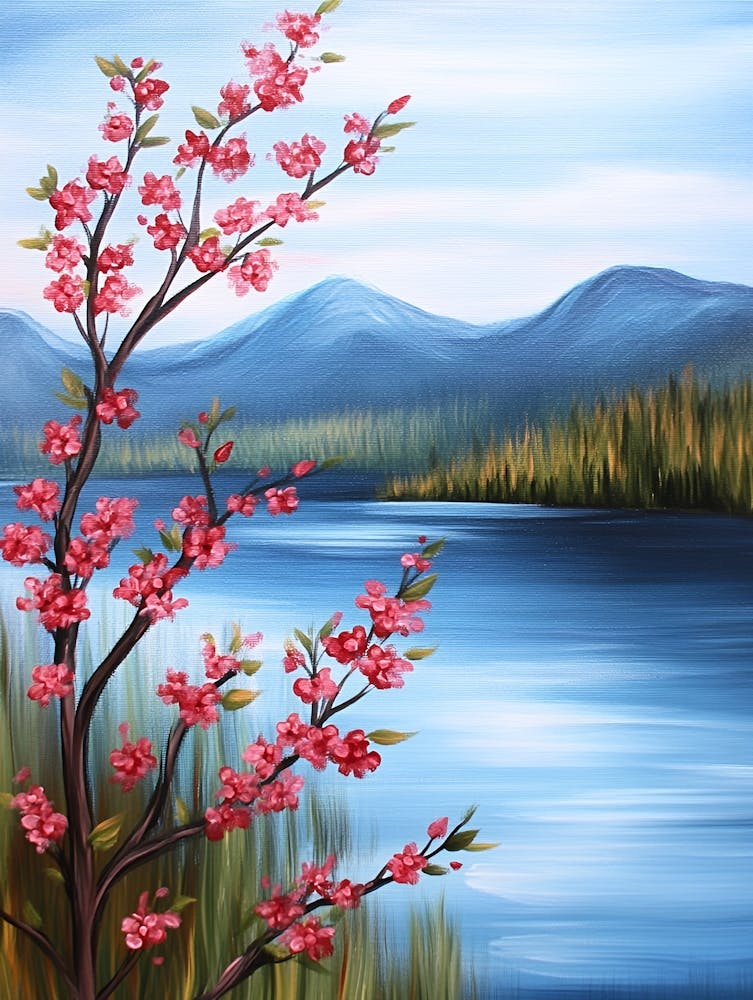 Cherry Blossoms By The Lake 2
