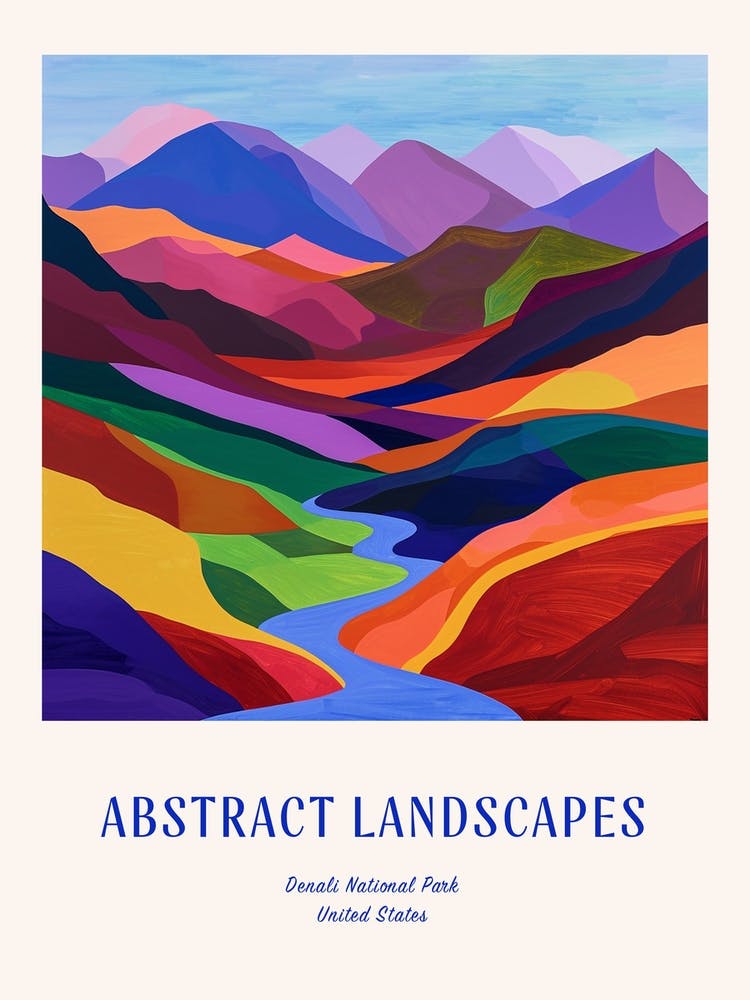 Colourful Abstract Denali National Park Usa 3 Poster Blue