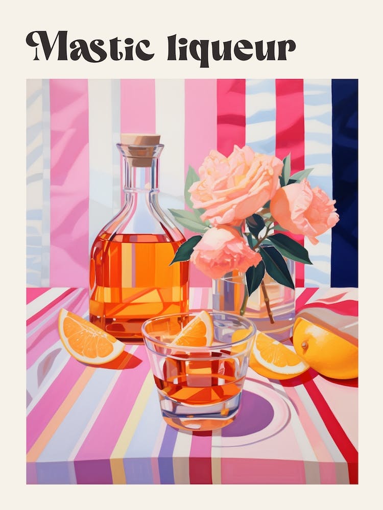 Mastic Liqueur Retro Cocktail Poster