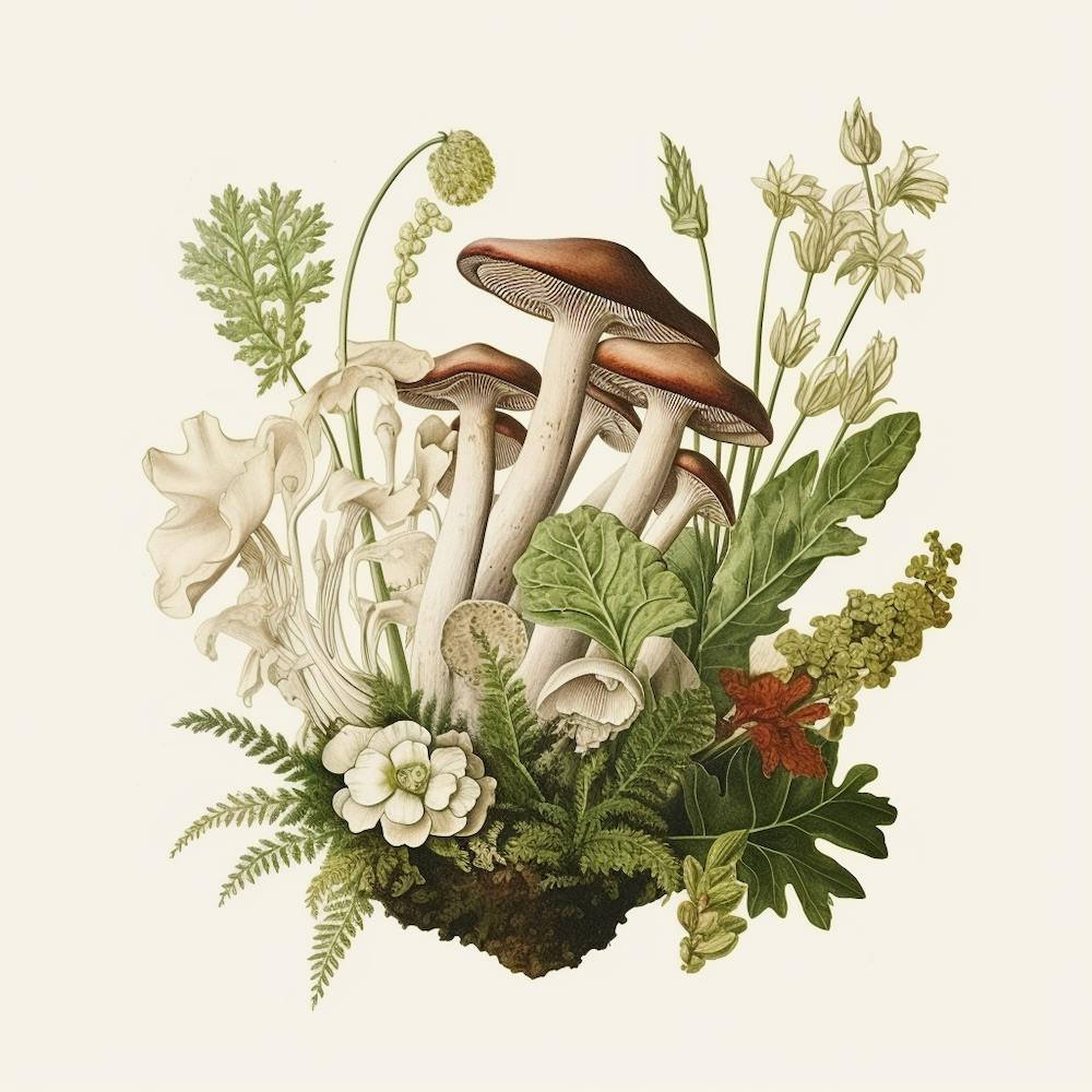Parasol island - mushroom art print - mushroom botanical print