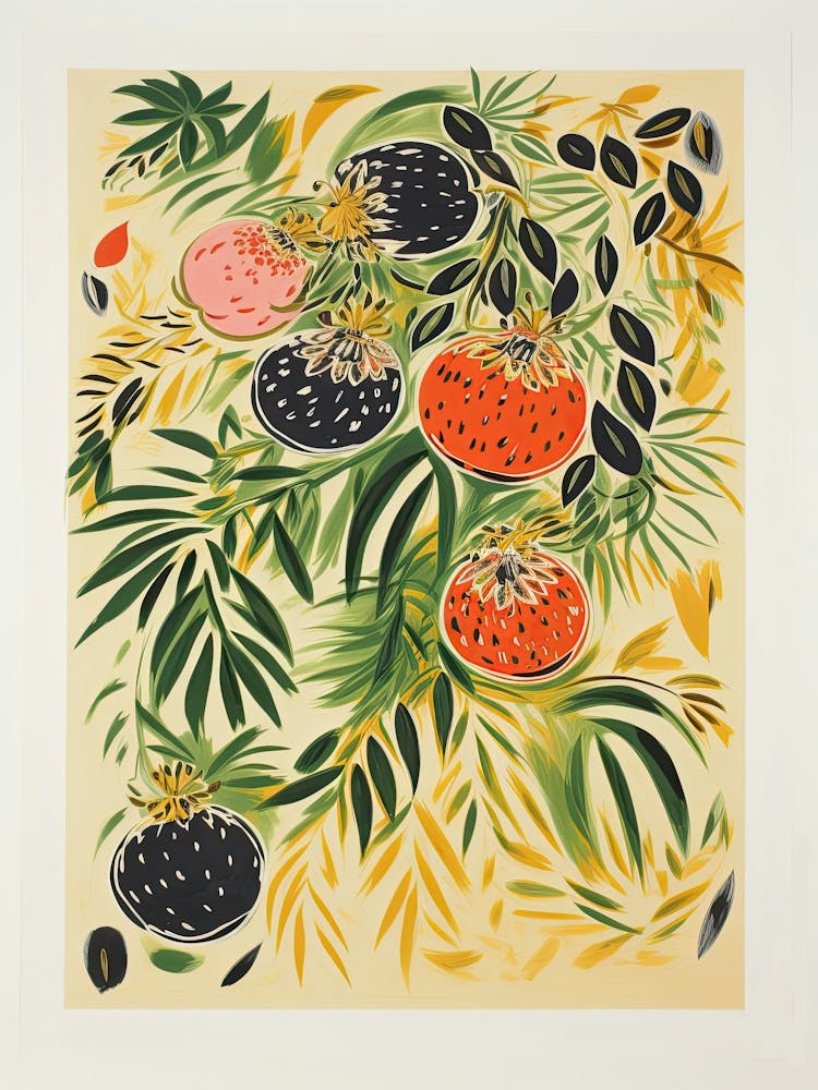 Passionfruit Fruit Drawing 4