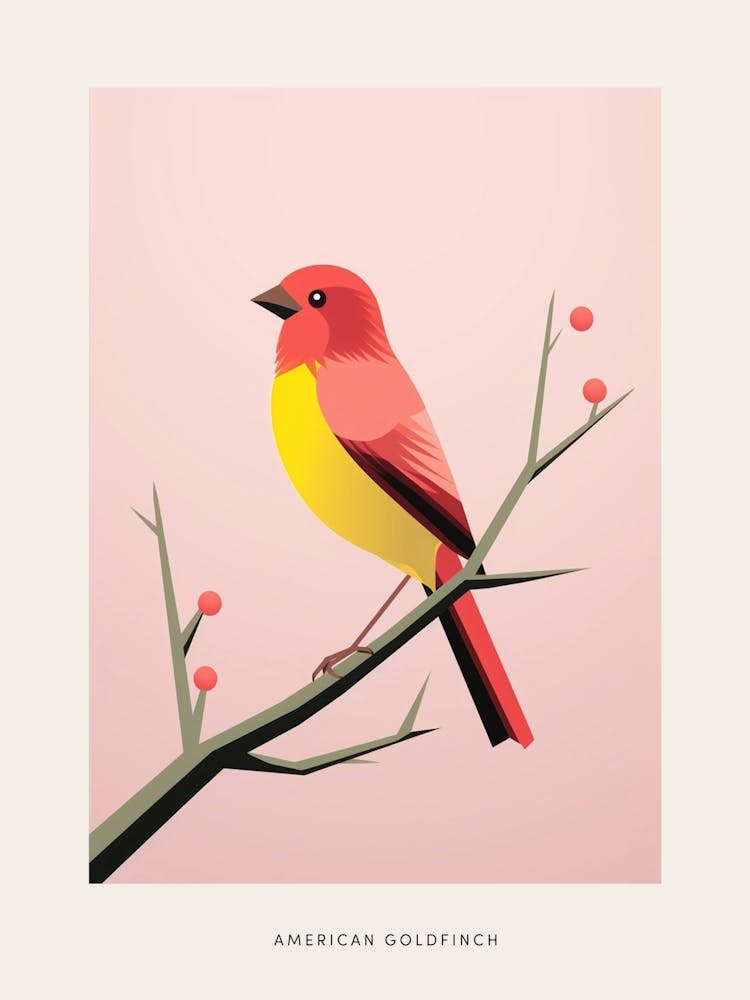 Minimalist American Goldfinch 1 Bird Poster