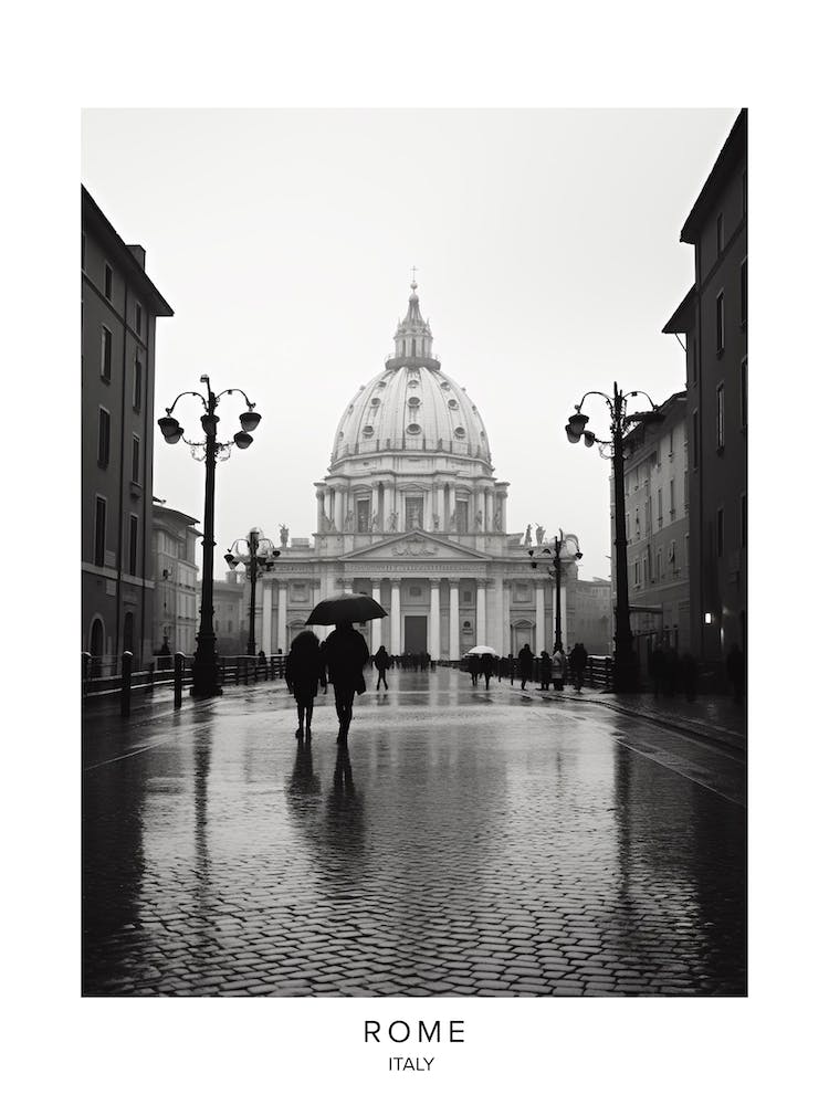 Poster Of Rome, Italy, Black And White Analogue Photography 3
