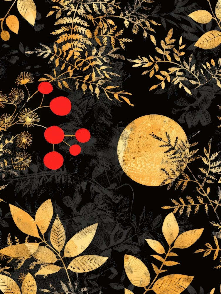 Gold Leaves On Black Background 7