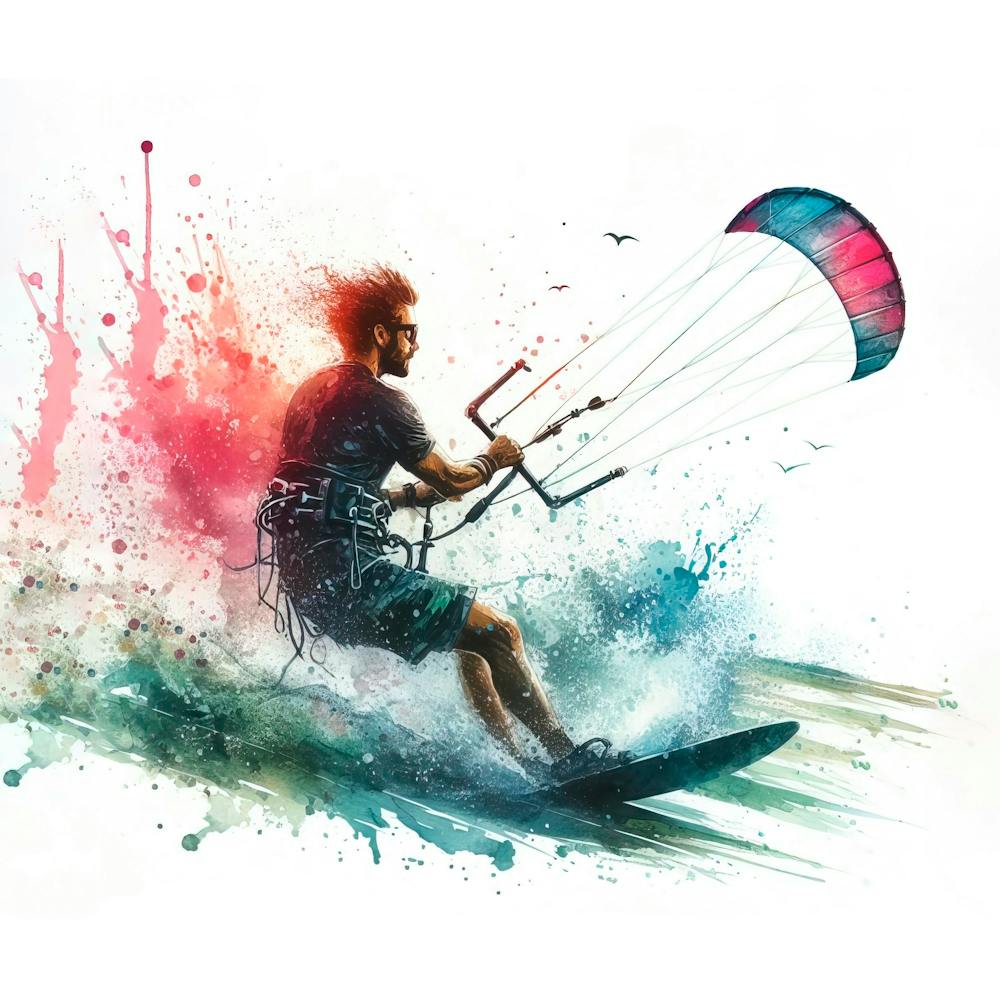 Kitesurfing in watercolor 4