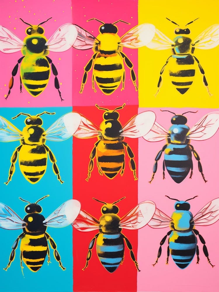 Vivid Bees Pop Art Inspired 4