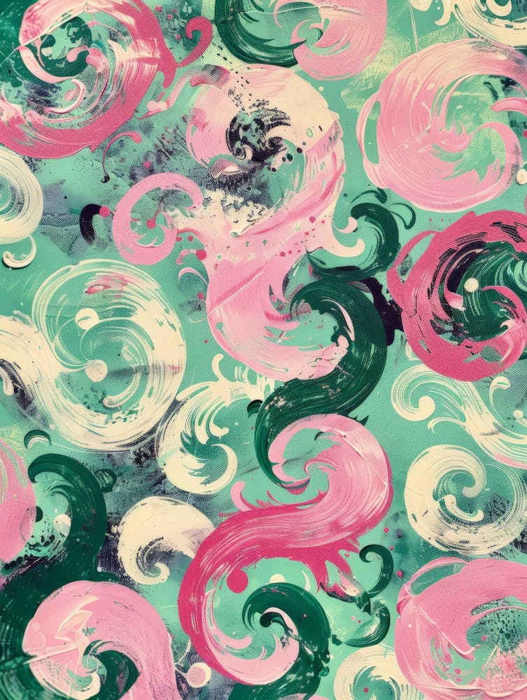 Pink And Green Swirls 1