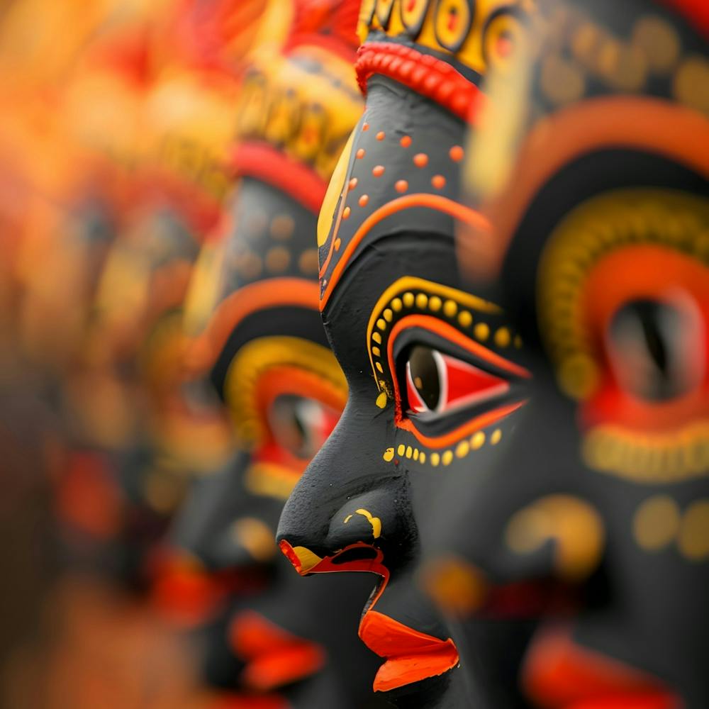 Row Of Indian Masks