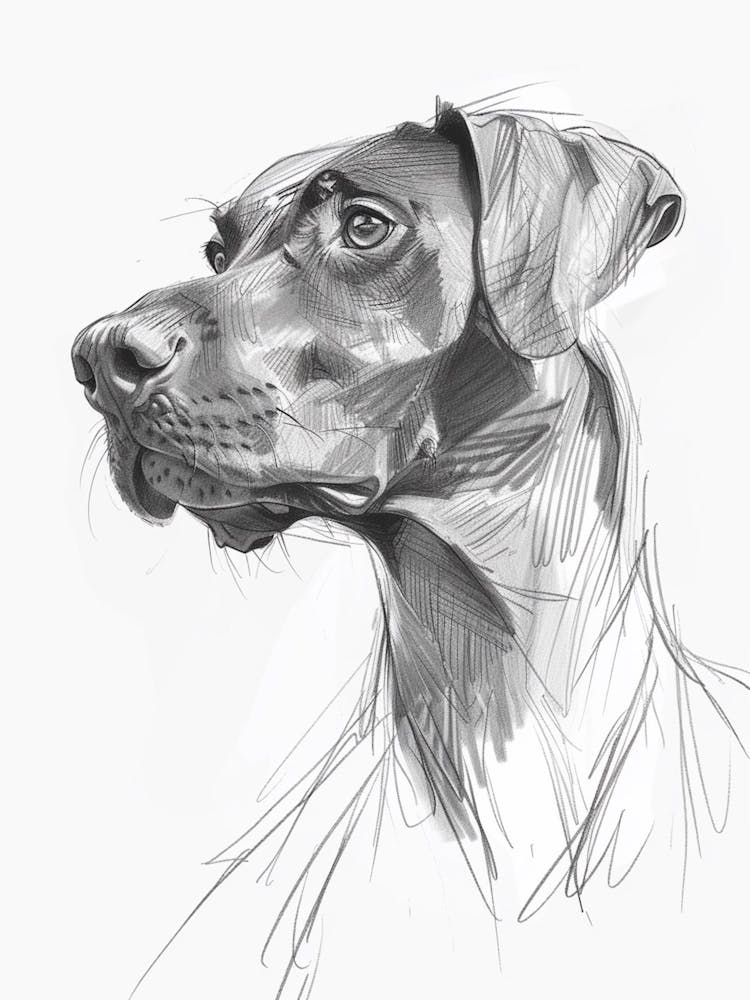 Spaniel Doberman Dog Charcoal Line 1
