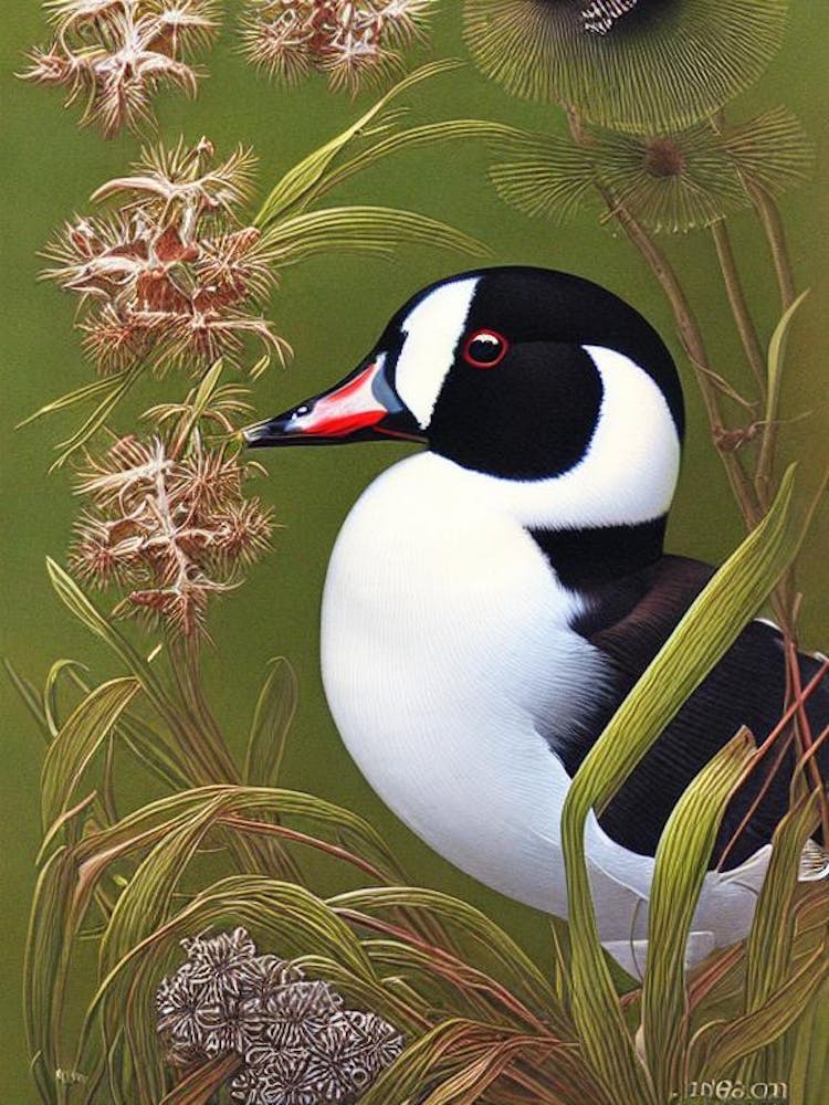 Bufflehead Haeckel Style Vintage Illustration Bird