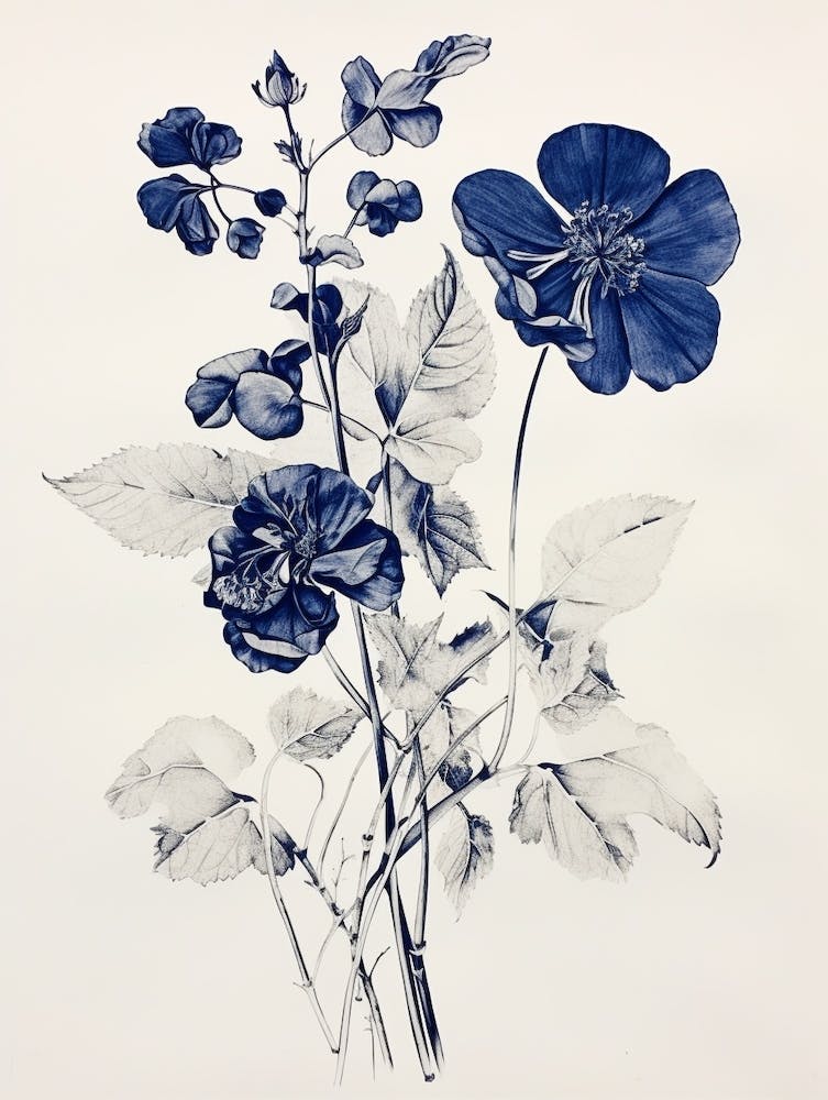 Blue Botanical Veronica Flower 3