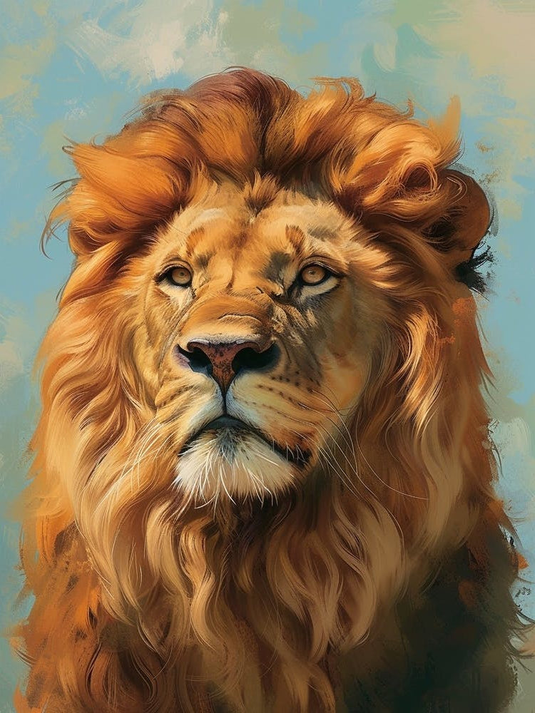 Barbary Lion Portrait Close Up Illustration 2