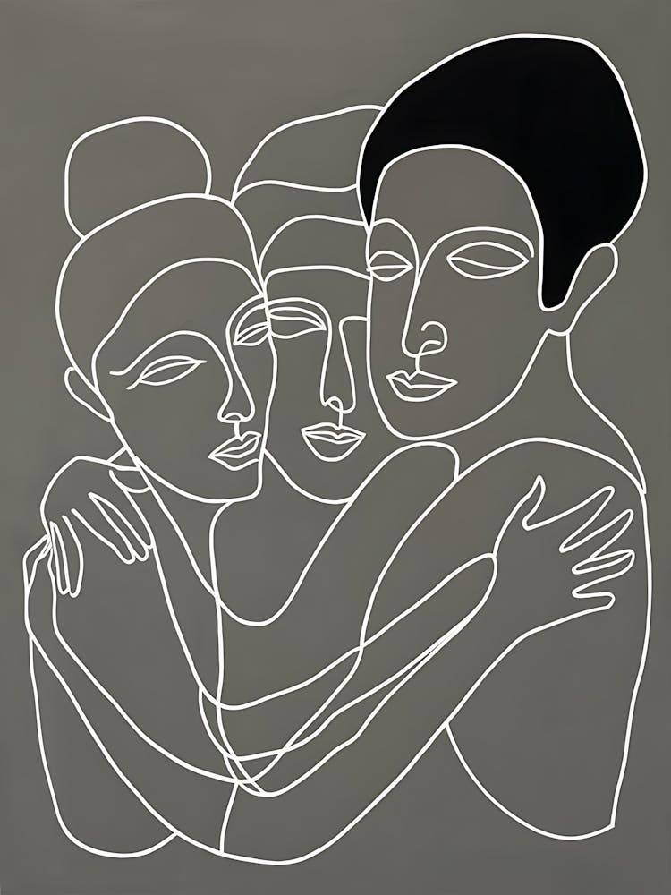 Three People Hugging