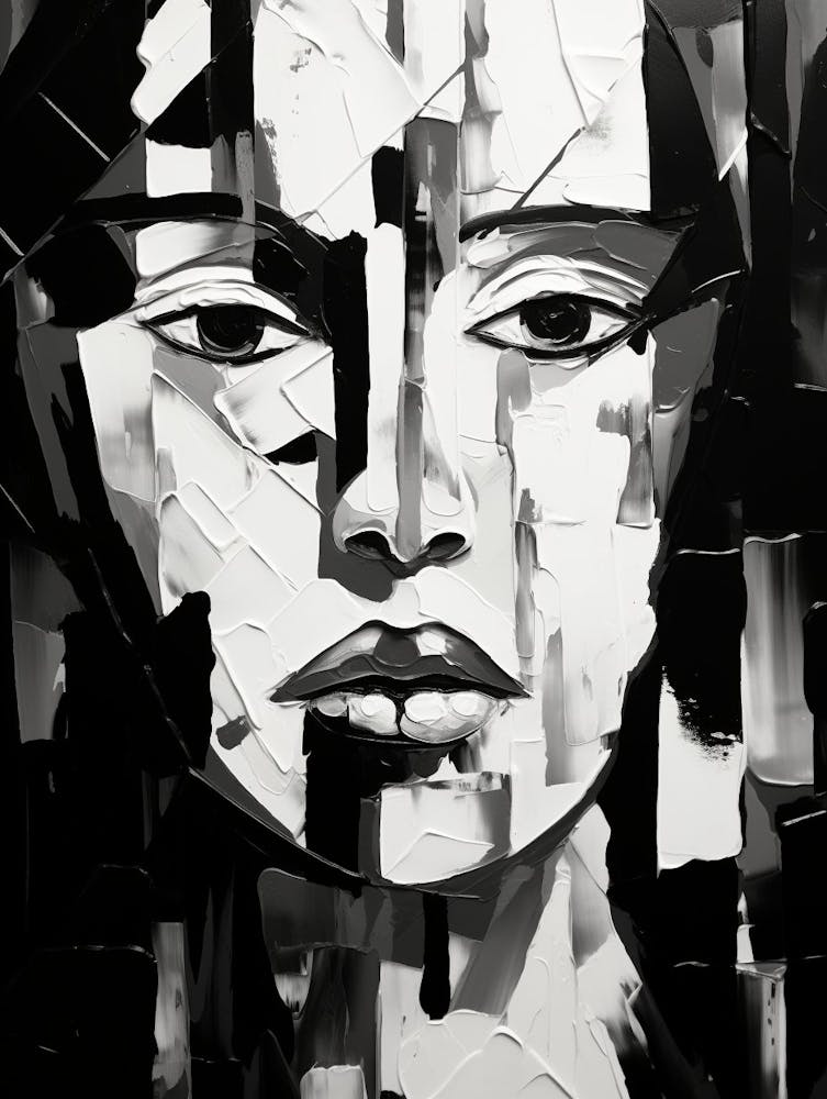 Fractured Identity Abstract Black And White 7