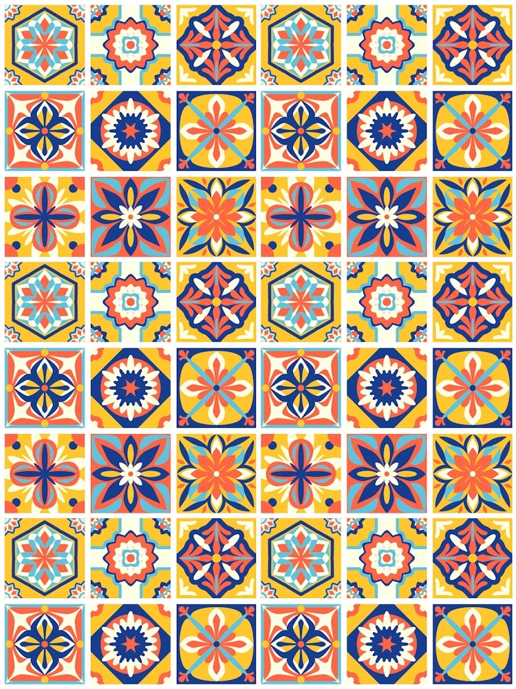 Azulejo - vector tiles, Portuguese tiles, Mexican Tile Pattern 2