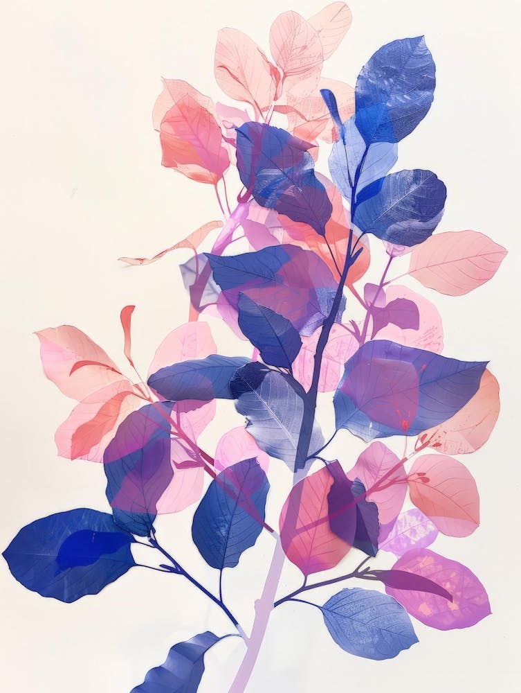 Blue And Pink Leaves 2