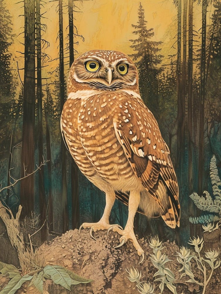 Burrowing Owl Relief Illustration 1