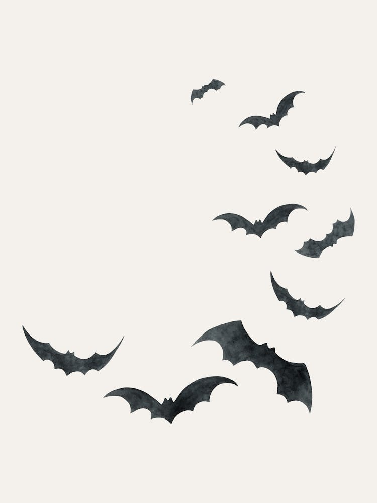 Watercolor Bats Halloween Poster