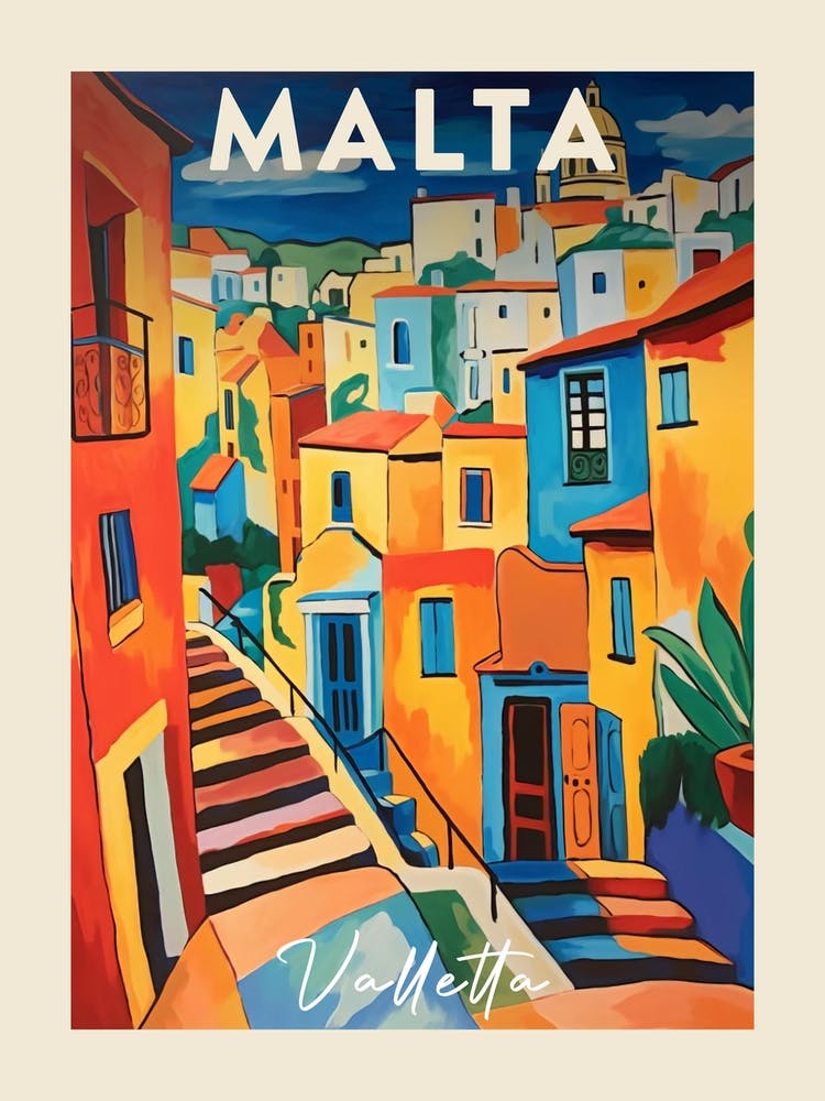 Valletta Malta 1 Fauvist Painting Travel Poster