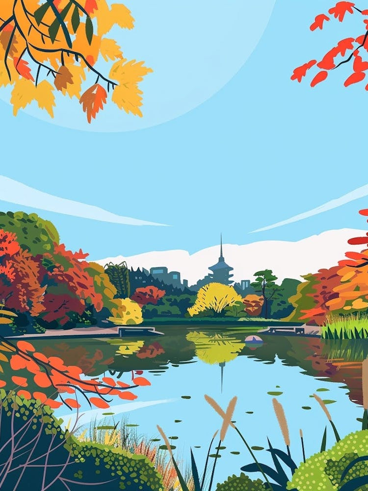 Shinjuku Gyoen National Garden Tokyo 1 Colourful Illustration