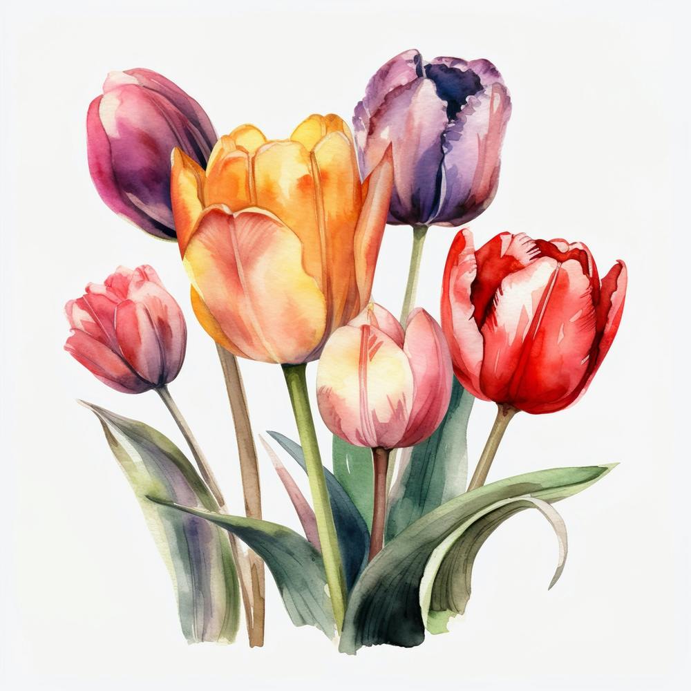 Watercolor Tulips 3