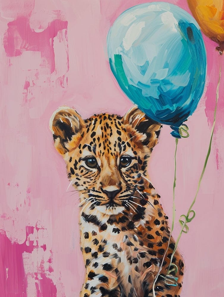 Cute Leopard 1 With Balloon