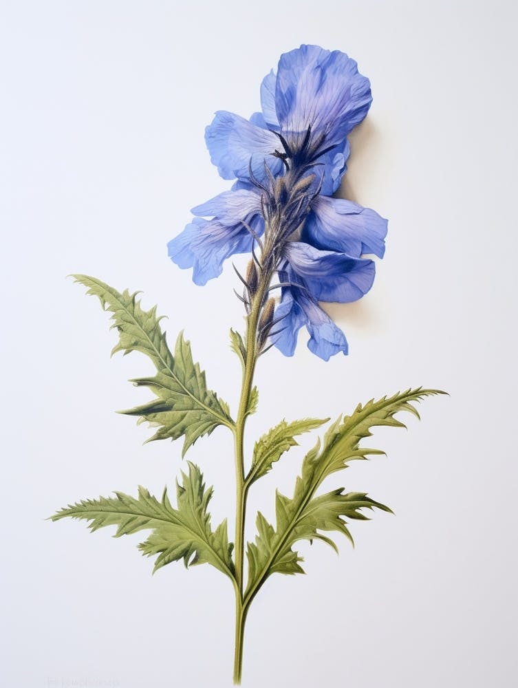 Pressed Flower Botanical Art Aconitum 3