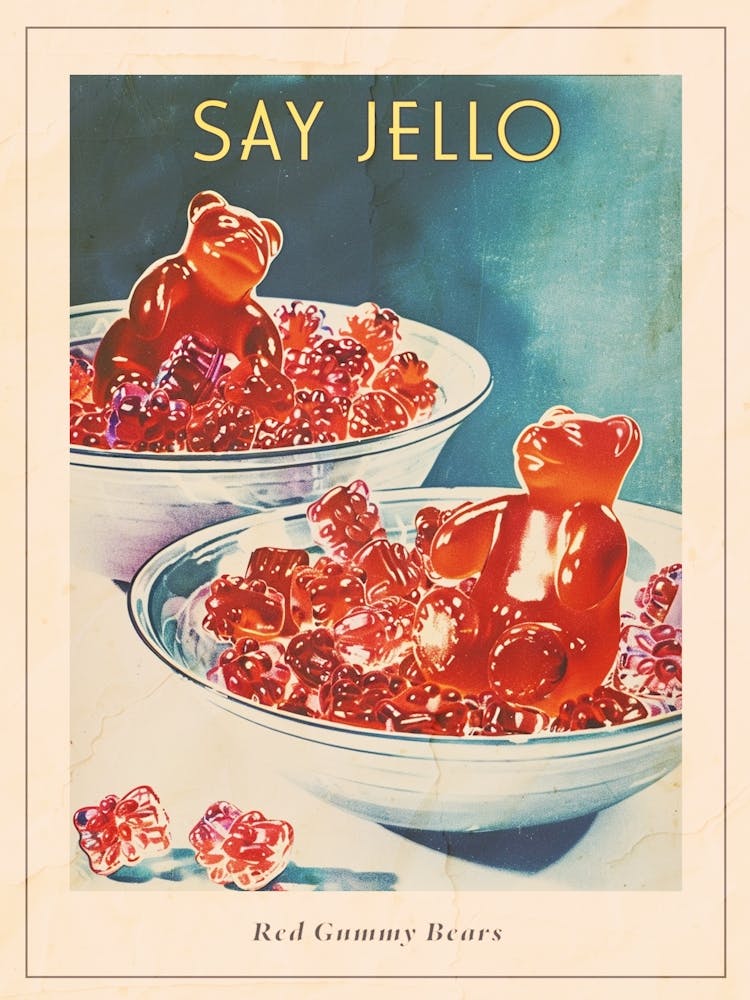 Rote Gummibärchen Vintage-Werbung Illustration 2 Poster