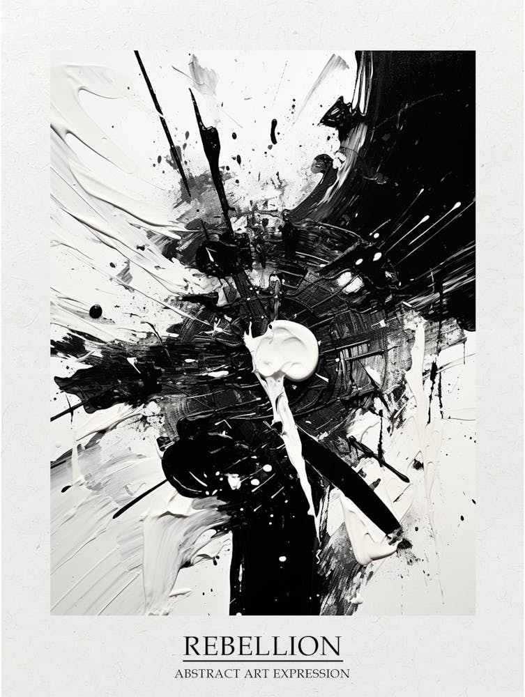 Rebellion Abstract Black And White 1 Poster