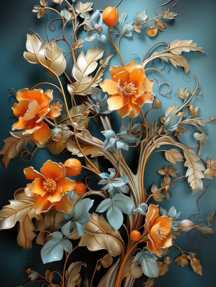 Flowers On A Blue Background