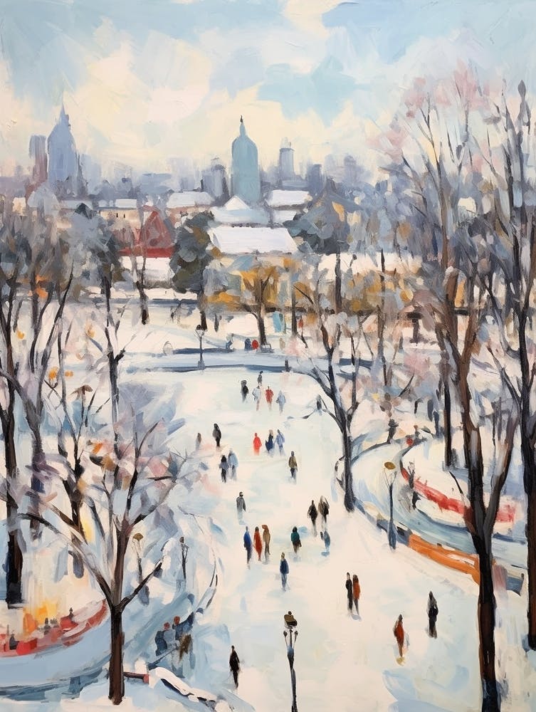 Winter City Park Painting Gorky Park Moscow Russia 2