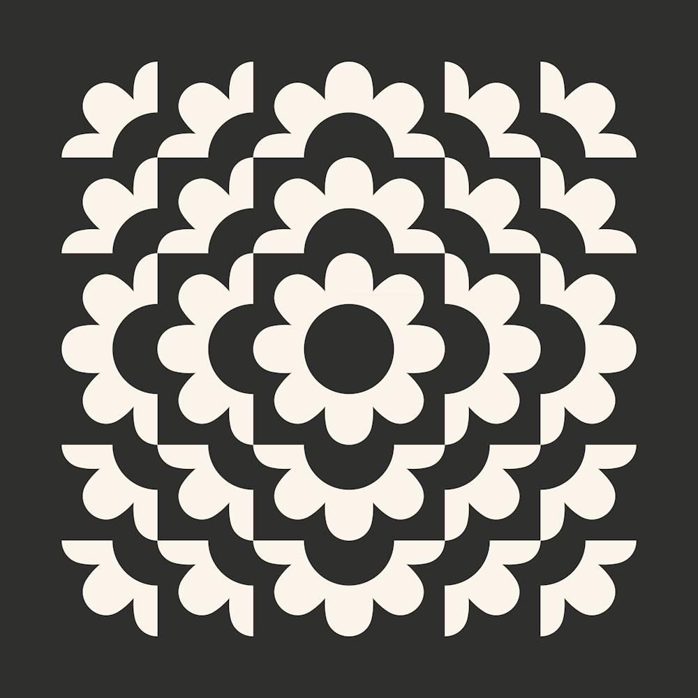 Abstract Flowers Pattern 14 In Black Beige 02