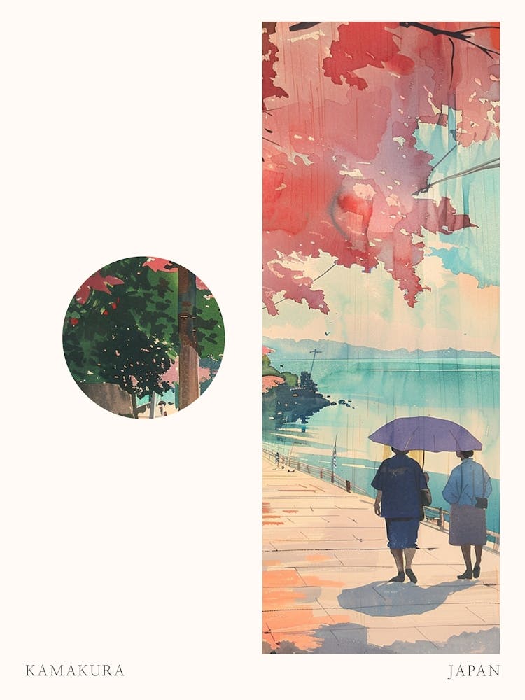 Kamakura Japan 4 Cut Out Travel Poster