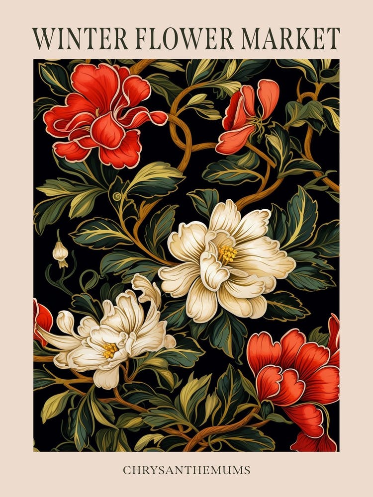 Chrysanthèmes 5 Marché aux Fleurs d'Hiver Affiche