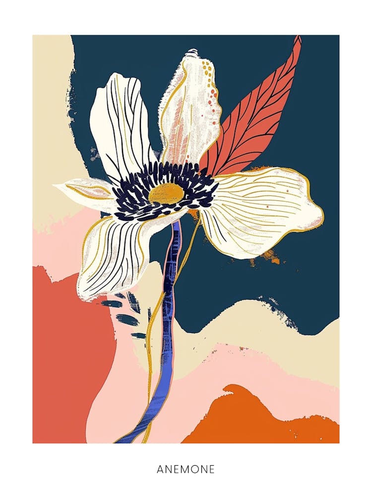Colourful Flower Illustration Poster Anemone 2