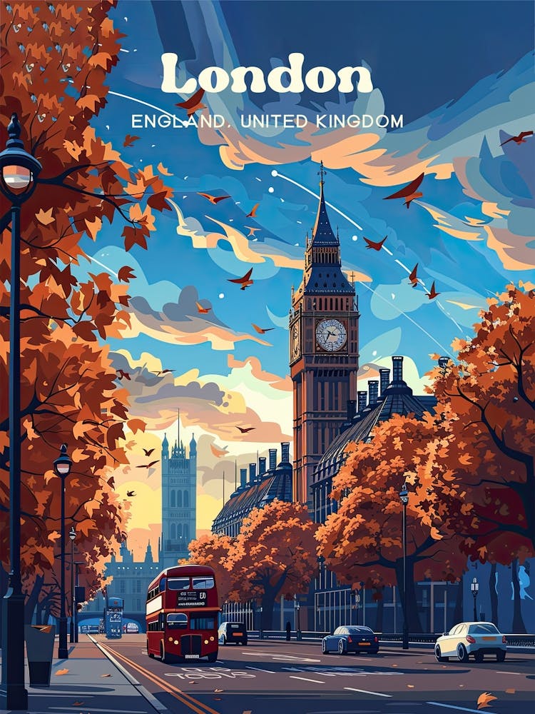 London England Tourist Destination Digital Travel Art