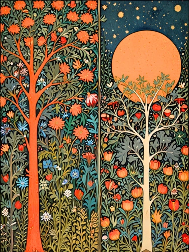 William Morris Two Trees And A Moon