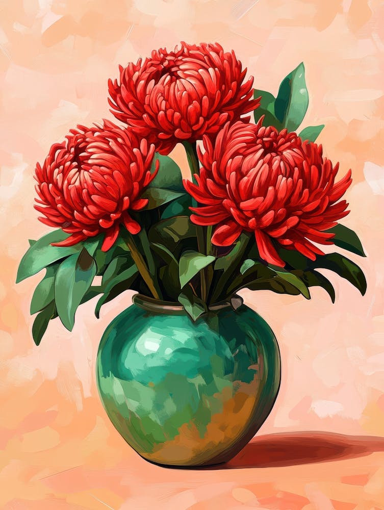 Red Flowers In A Vase 3