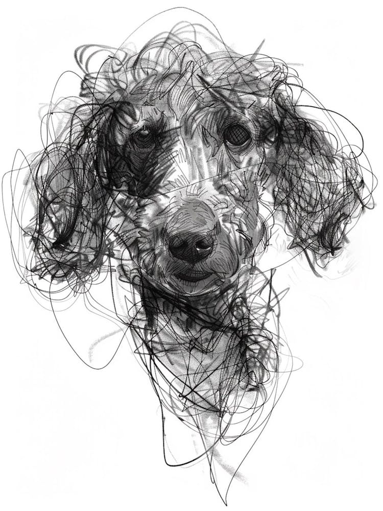 Poodle Dog Charcoal Line 1