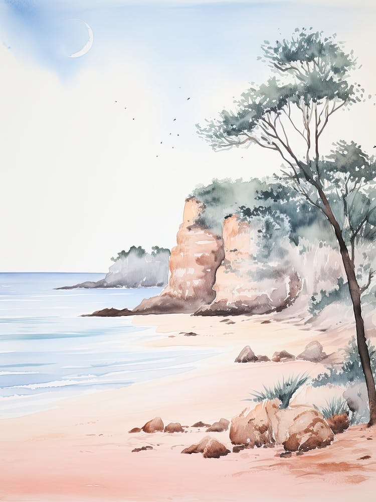 Watercolour Of Praia Do Camilo   Algarve Portugal 1