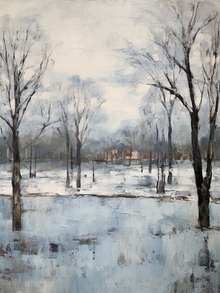Peinture de Parc Urbain d'Hiver Karlsaue Park Kassel 4