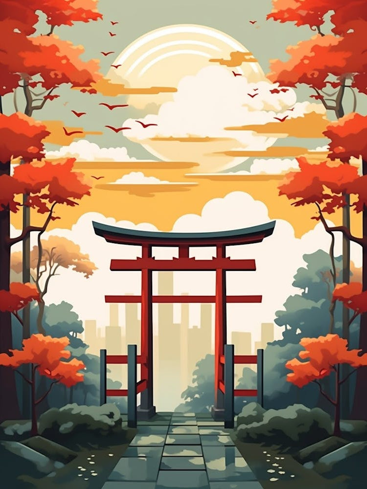 Torii Gates Japanese Illustration 10