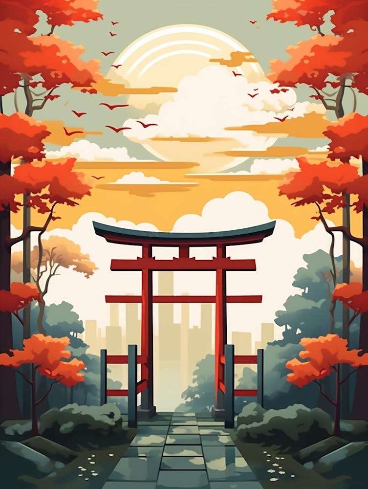 Torii Gates Japanese Illustration 10