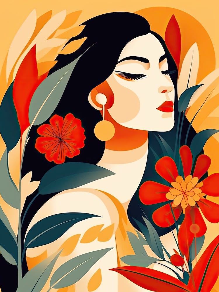 Bloom Body Woman Portrait Orange Tones 12