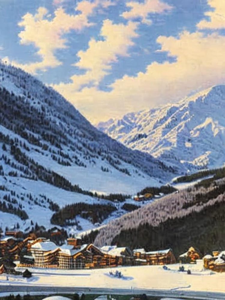 Andermatt, Switzerland Ski Resort Vintage Landscape 2 Skiing Poster