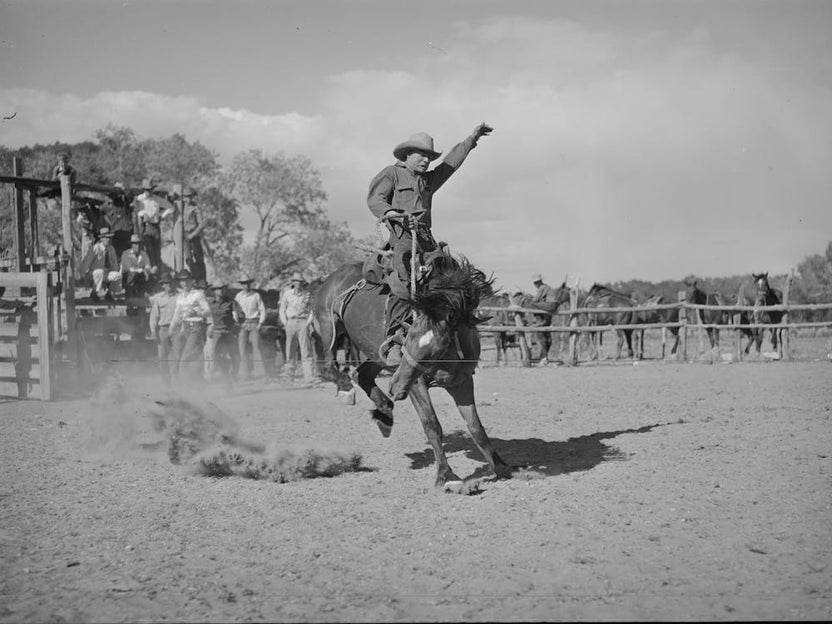 Quemado,New Mexico, Bronc Busting At The Rodeo By Russell Lee