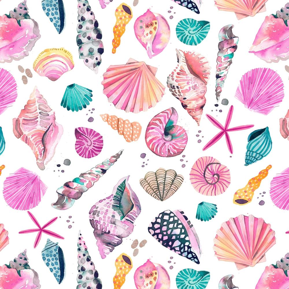 Sea Shells Tropical Pink Square